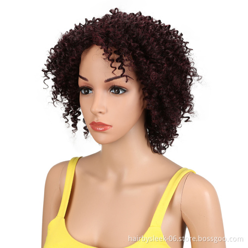 Best Selling Red Black 12 Inch Short Kinky Curly Wigs For Black Women Heat Resistant Fiber None Lace Wigs Synthetic Hair Wigs